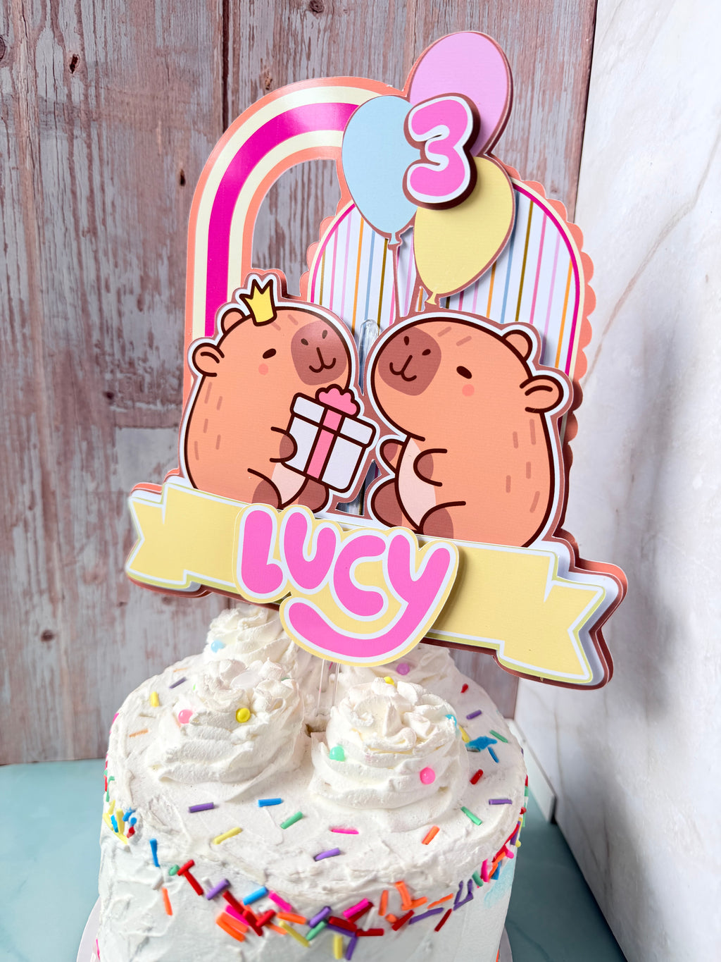 Personalized Capybara Cake Topper - 3D Cute Capybara Birthday Party Decor - Fast Shipping (Ships Next Day)