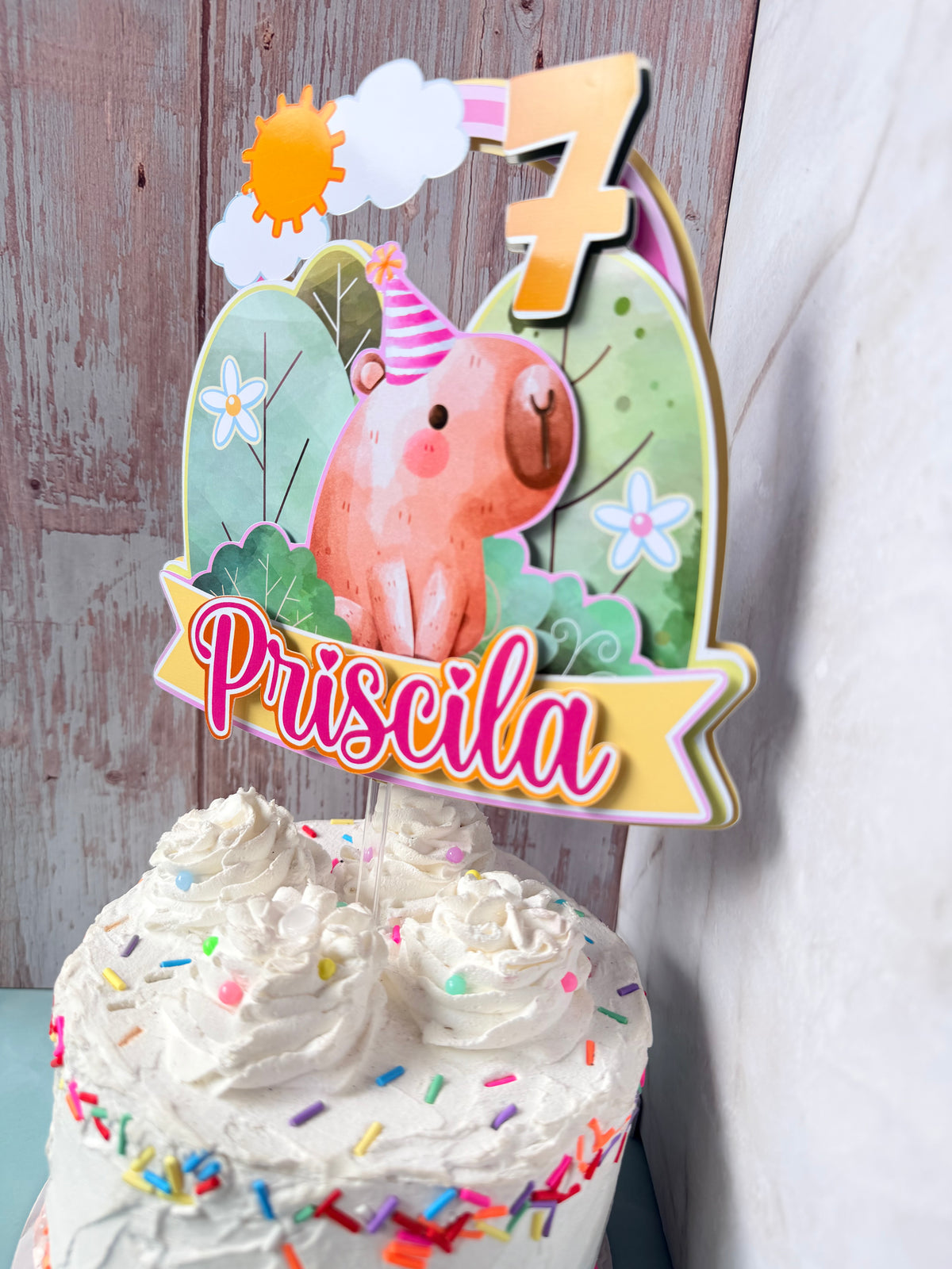 Personalized Capybara Cake Topper - 3D Cute Capybara Birthday Party Decor - Fast Shipping (Ships Next Day)