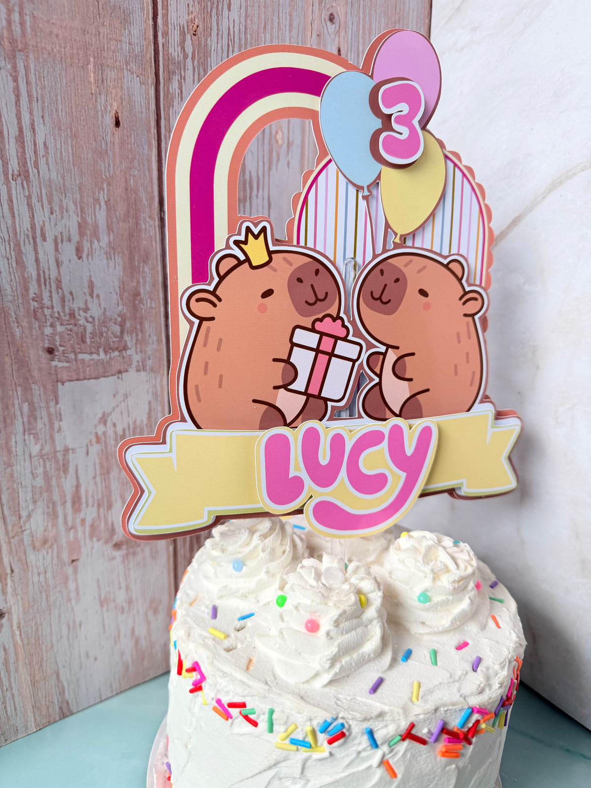 Personalized Capybara Cake Topper - 3D Cute Capybara Birthday Party Decor - Fast Shipping (Ships Next Day)