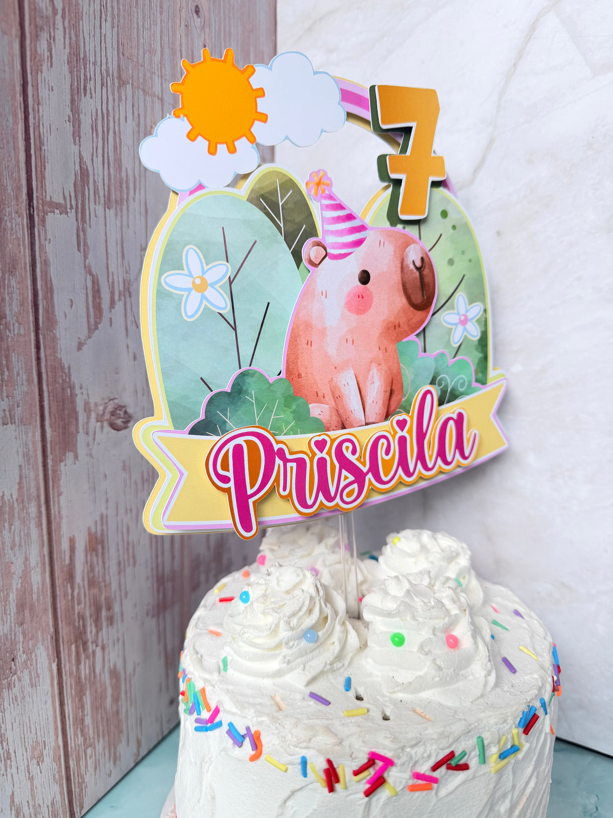 Personalized Capybara Cake Topper - 3D Cute Capybara Birthday Party Decor - Fast Shipping (Ships Next Day)