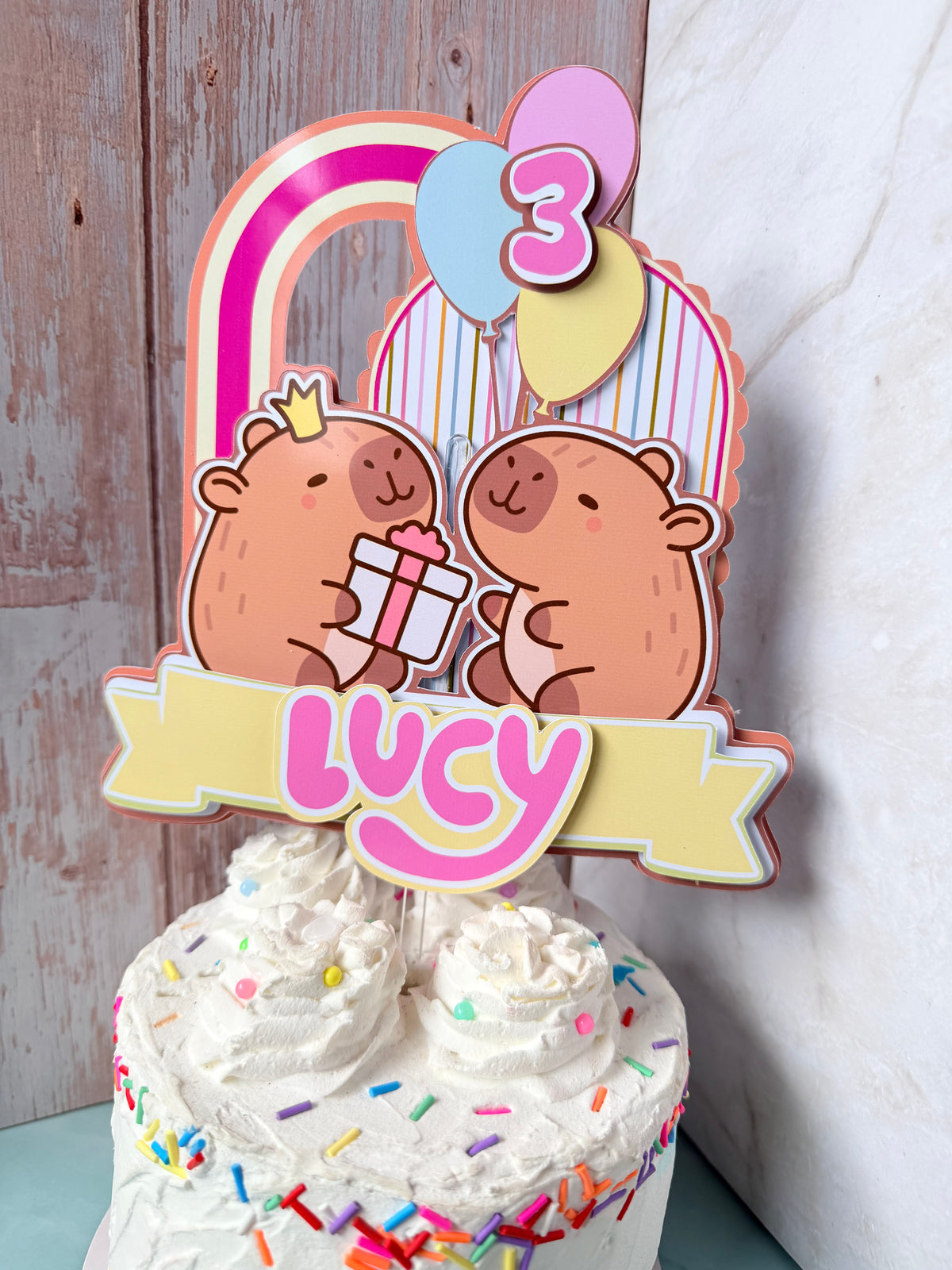 Personalized Capybara Cake Topper - 3D Cute Capybara Birthday Party Decor - Fast Shipping (Ships Next Day)