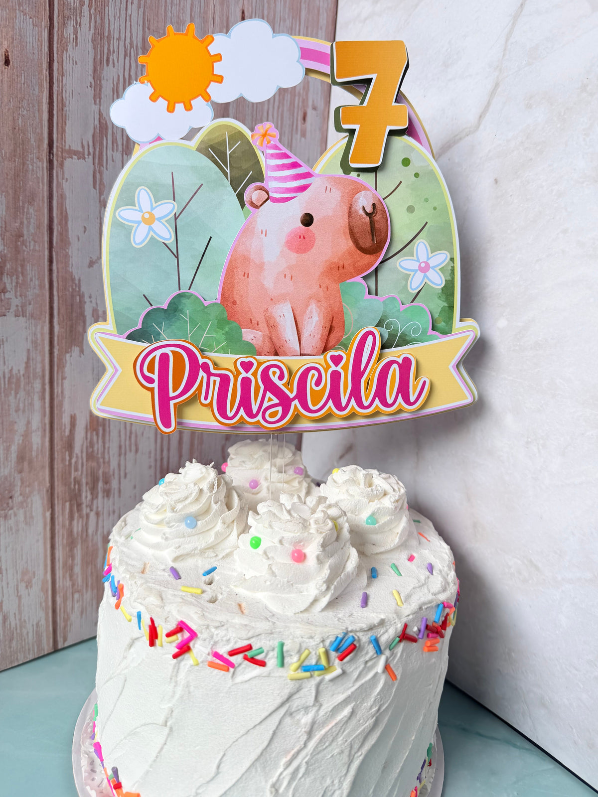 Personalized Capybara Cake Topper - 3D Cute Capybara Birthday Party Decor - Fast Shipping (Ships Next Day)