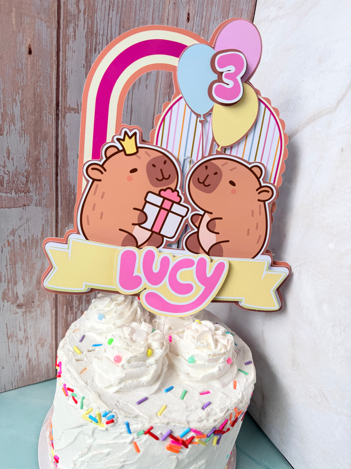 Personalized Capybara Cake Topper - 3D Cute Capybara Birthday Party Decor - Fast Shipping (Ships Next Day)