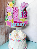 Personalized Cowgirl Birthday 3D Cake Topper – Custom Western Pink Party Decoration – Fast Shipping (Ships Next Day)