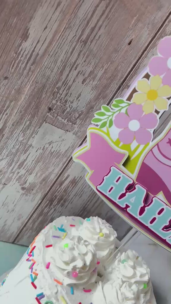 Personalized Cowgirl Birthday 3D Cake Topper – Custom Western Pink Party Decoration – Fast Shipping (Ships Next Day)